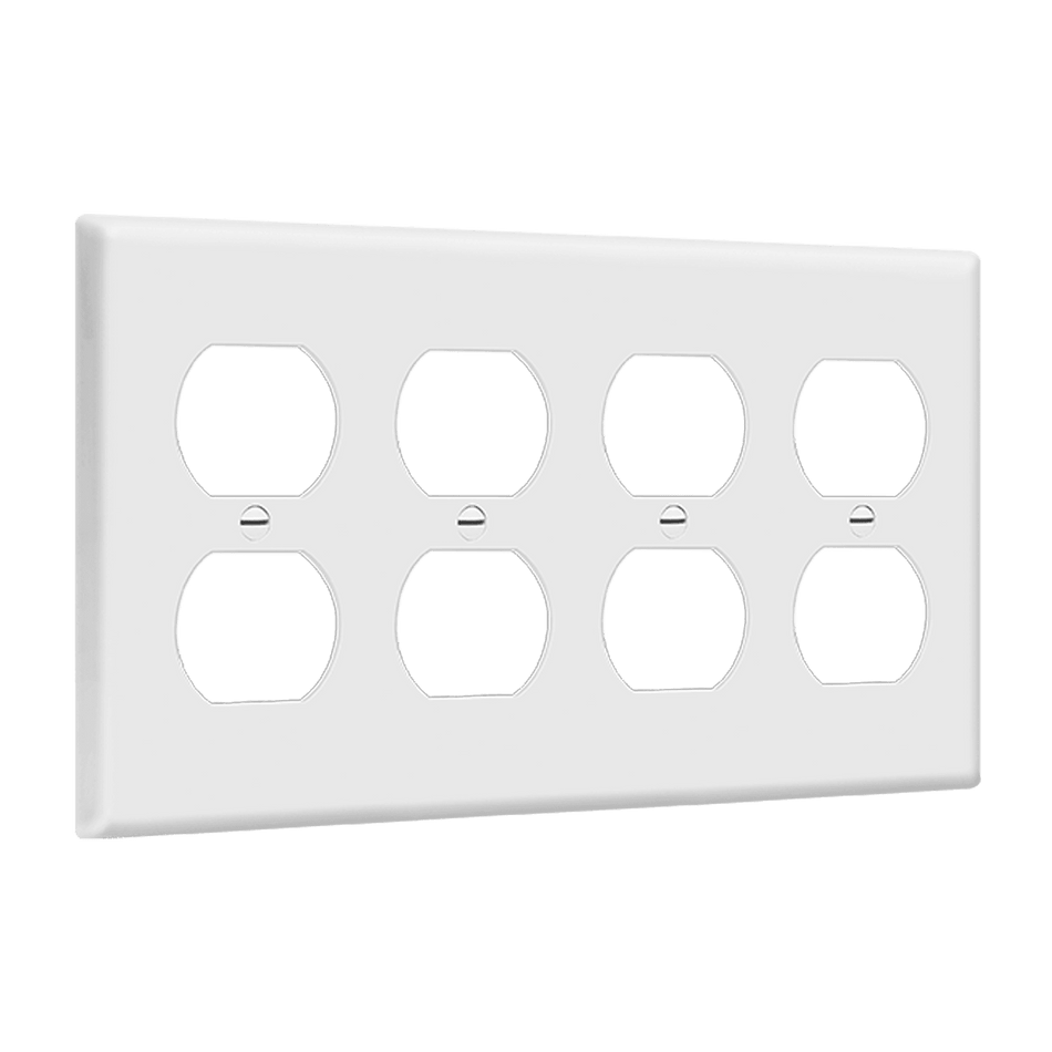 Enerlites 8824-W – Unbreakable Duplex Outlet Wall Plate Cover – 4 Gang White