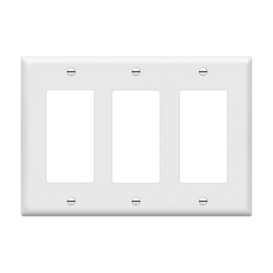 Enerlites 8833-W – Unbreakable Decorator / GFCI Wall Plate Cover – 3 Gang White