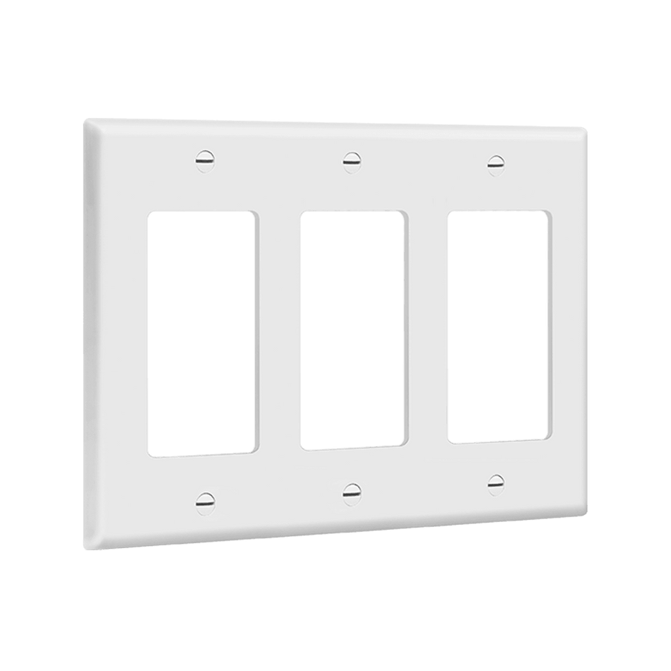 Enerlites 8833-W – Unbreakable Decorator / GFCI Wall Plate Cover – 3 Gang White