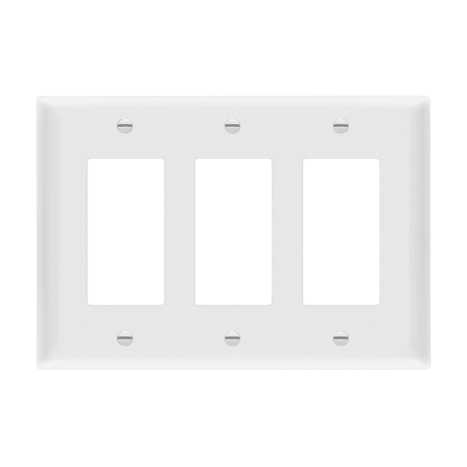 Enerlites 8833M-W – Unbreakable Decorator / GFCI Wall Plate Cover – 3 Gang White - Mid Size