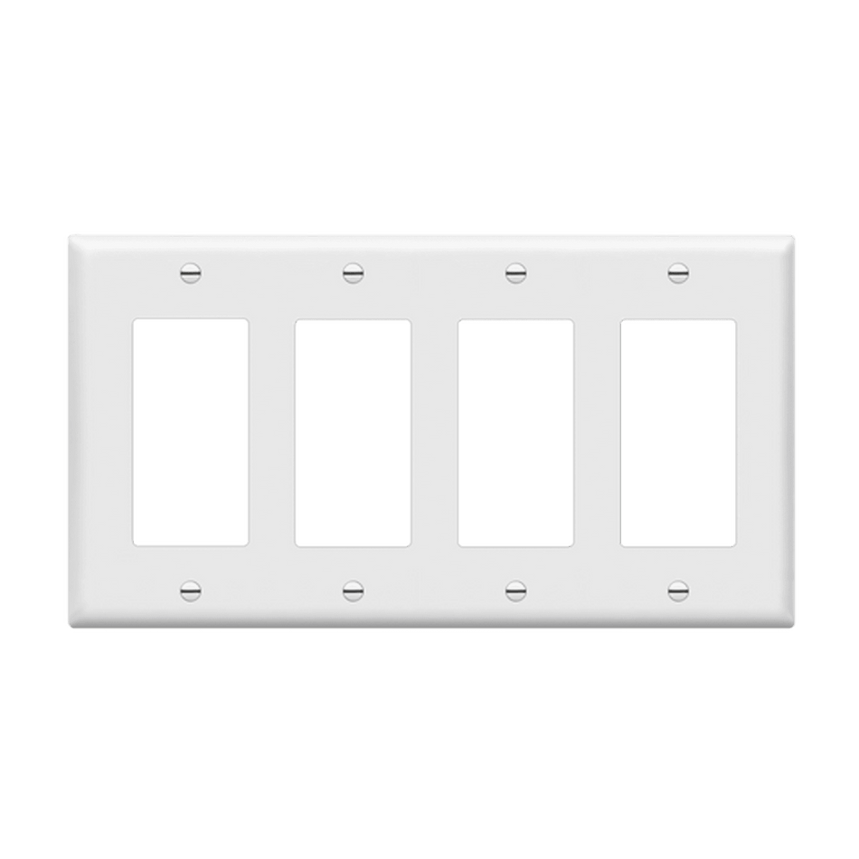 Enerlites 8834-W – Unbreakable Decorator / GFCI Wall Plate Cover – 4 Gang White