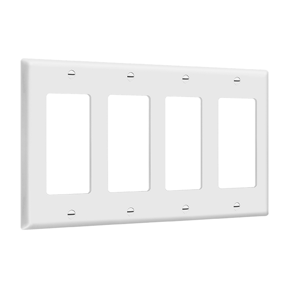 Enerlites 8834-W – Unbreakable Decorator / GFCI Wall Plate Cover – 4 Gang White