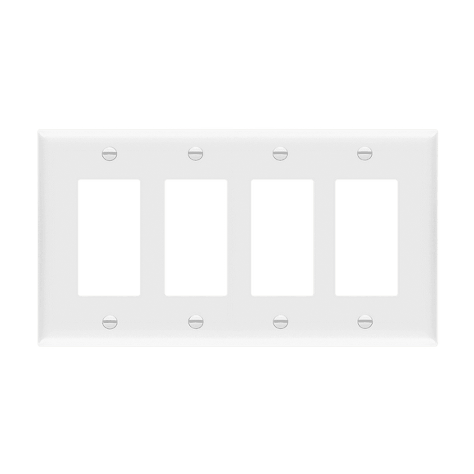 Enerlites 8834M-W – Unbreakable Decorator / GFCI Wall Plate Cover – 4 Gang White - Mid Size