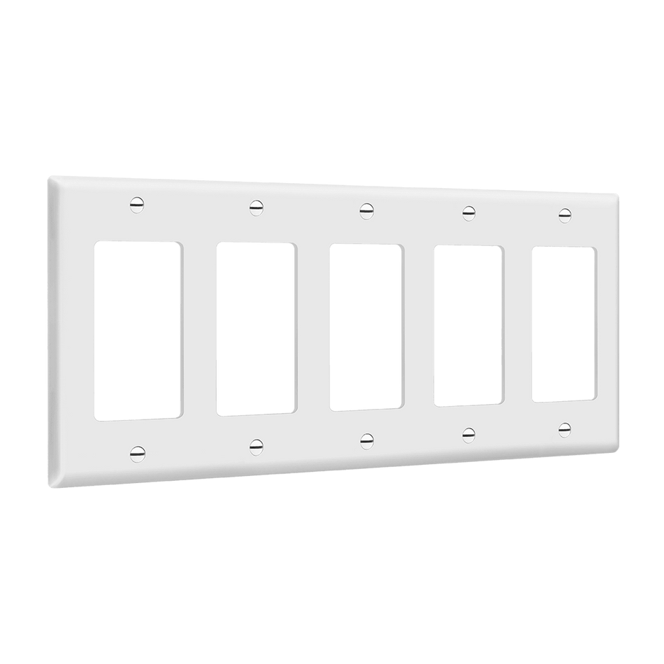 Enerlites 8835-W – Unbreakable Decorator / GFCI Wall Plate Cover – 5 Gang White