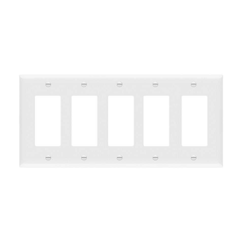Enerlites 8835M-W – Unbreakable Decorator / GFCI Wall Plate Cover – 5 Gang White - Mid Size