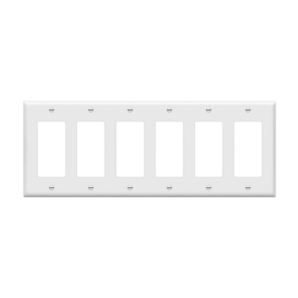 Enerlites 8836-W – Unbreakable Decorator / GFCI Wall Plate Cover – 6 Gang White