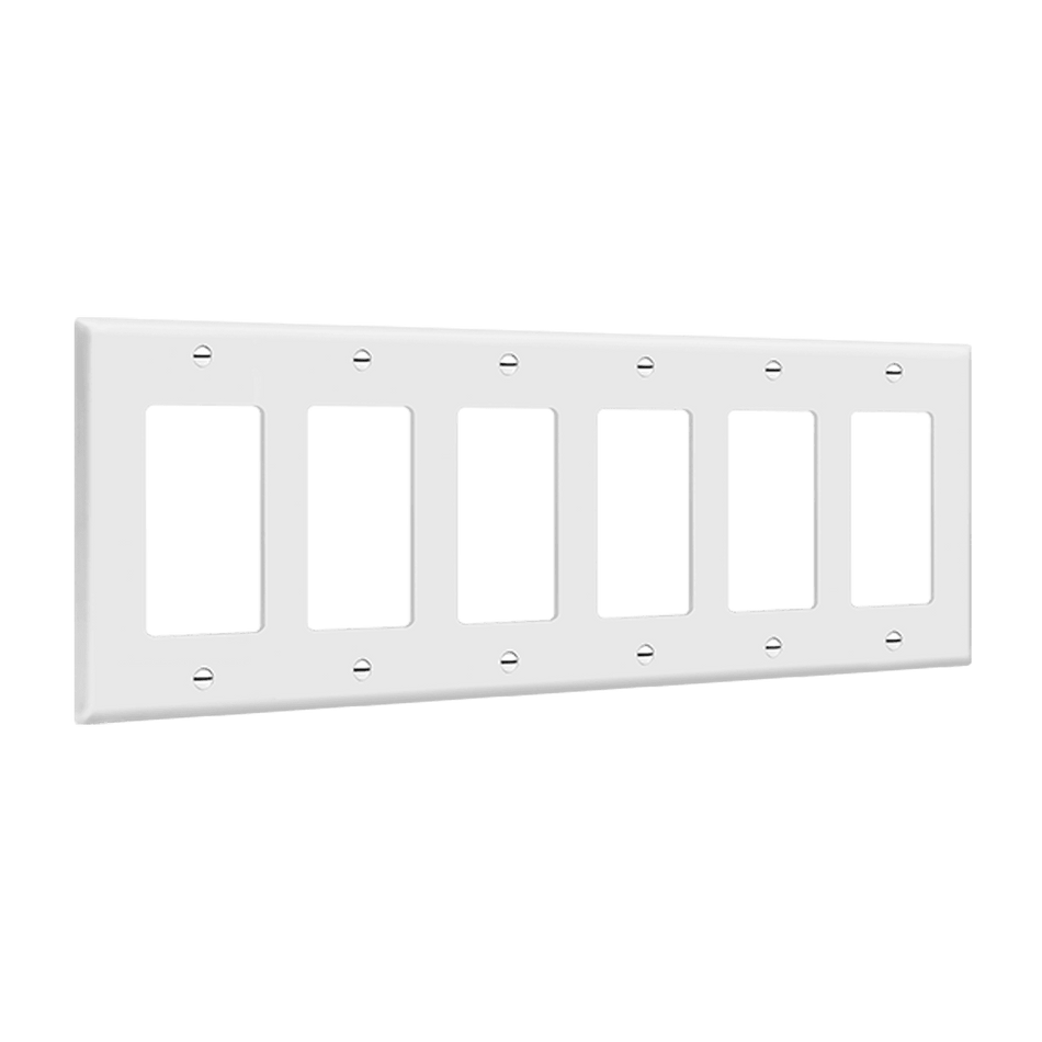 Enerlites 8836-W – Unbreakable Decorator / GFCI Wall Plate Cover – 6 Gang White