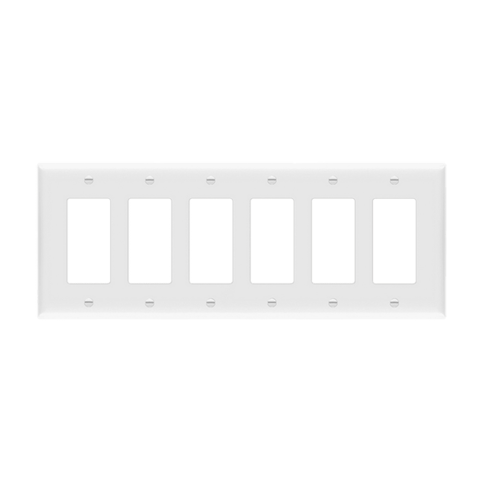 Enerlites 8836M-W – Unbreakable Decorator / GFCI Wall Plate Cover – 6 Gang White - Mid Size