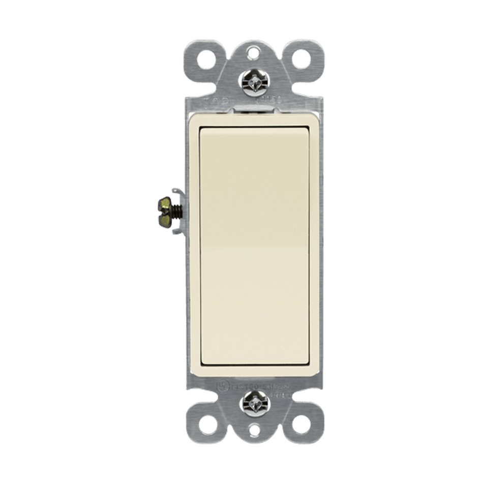 Enerlites 91150-LA - Residential Grade Decorator Switch, Single Pole - Light Almond