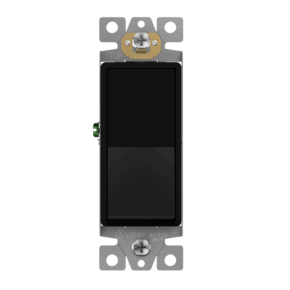 Enerlites 91150-MBK - Matte Finish Residential Grade Decorator Switch, Single Pole - Black