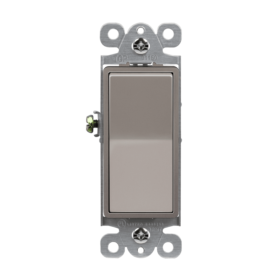 Enerlites 91150-NK - Residential Grade Decorator Switch, Single Pole - Nickel