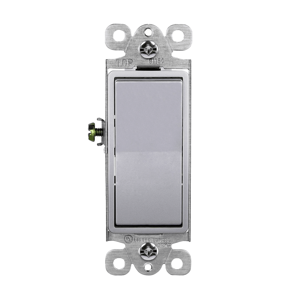 Enerlites 91150-SV - Residential Grade Decorator Switch, Single Pole - Silver