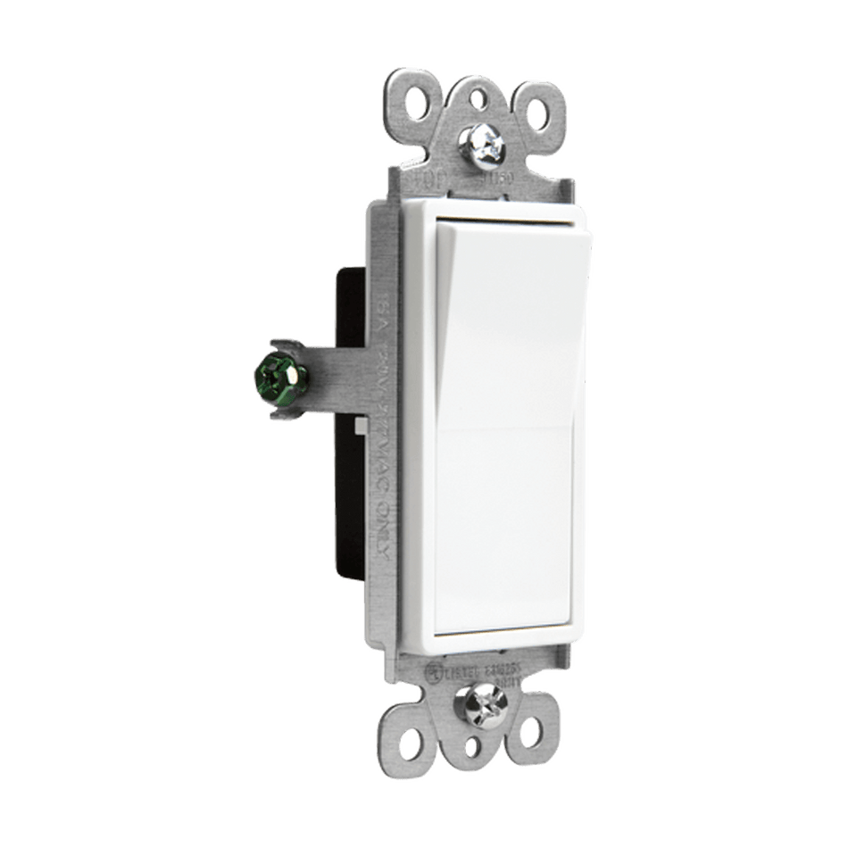 Enerlites 91150-W - Residential Grade Decorator Rocker Paddle Switch 15A - Single Pole - White
