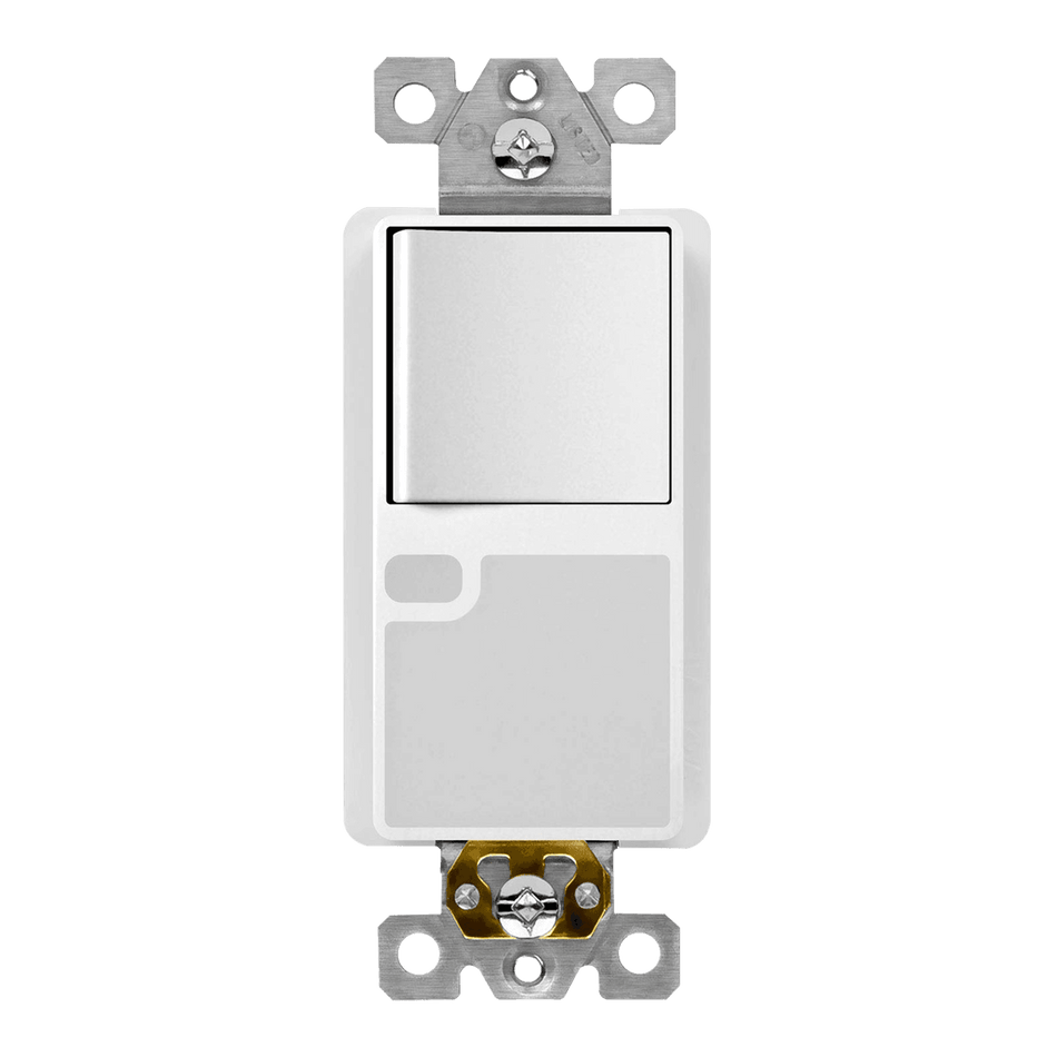 Enerlites 91150-GL-W - Residential Grade Decorator Switch, Single Pole with Guide Light - White