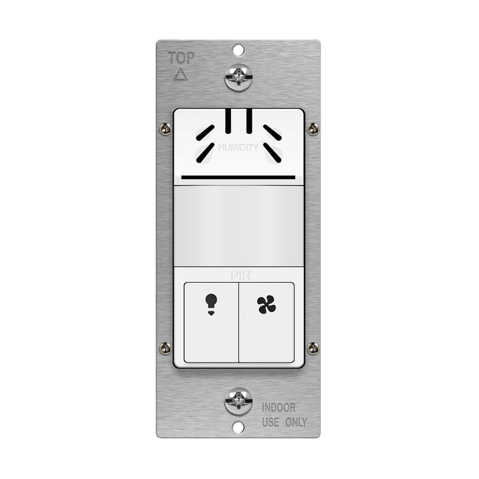 Enerlites DWHOS-W - Dual-Load Humidity Sensor and 180° PIR Motion Sensor Wall Switch, Neutral Wire Required, Single Pole - White