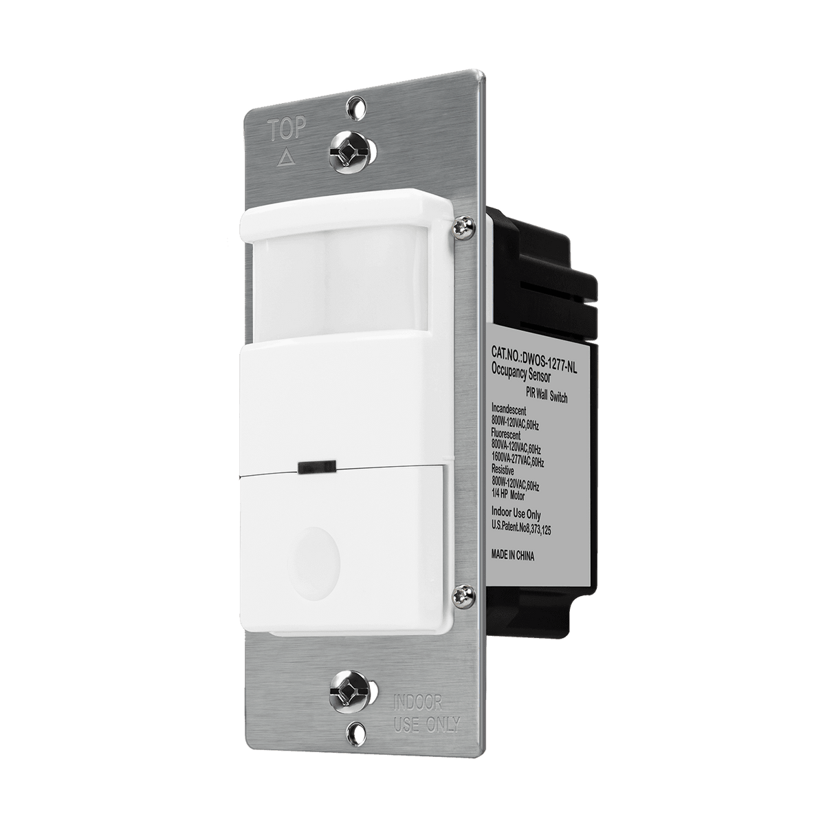 Enerlites DWOS-1277-NL-W - 180° PIR Occupancy/Vacancy Motion Sensor Wall Switch with Built-In Night Light, Neutral Wire Required, Single Pole - White