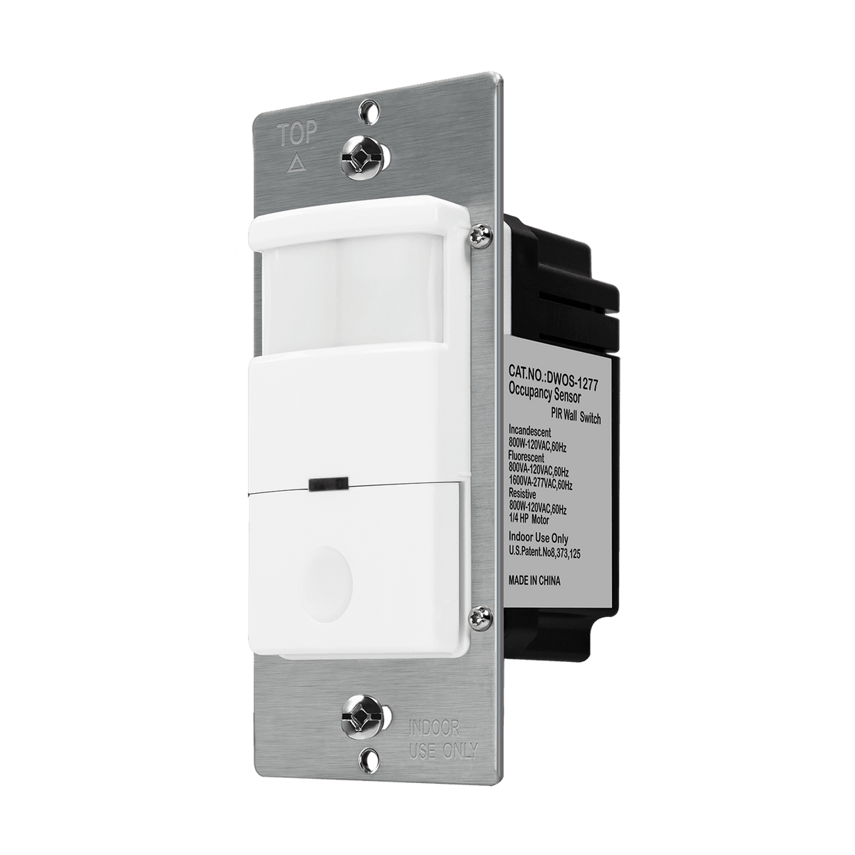 Enerlites DWOS-1277-W - 180° PIR Occupancy/Vacancy Motion Sensor Wall Switch, Neutral Wire Required, Single Pole - White