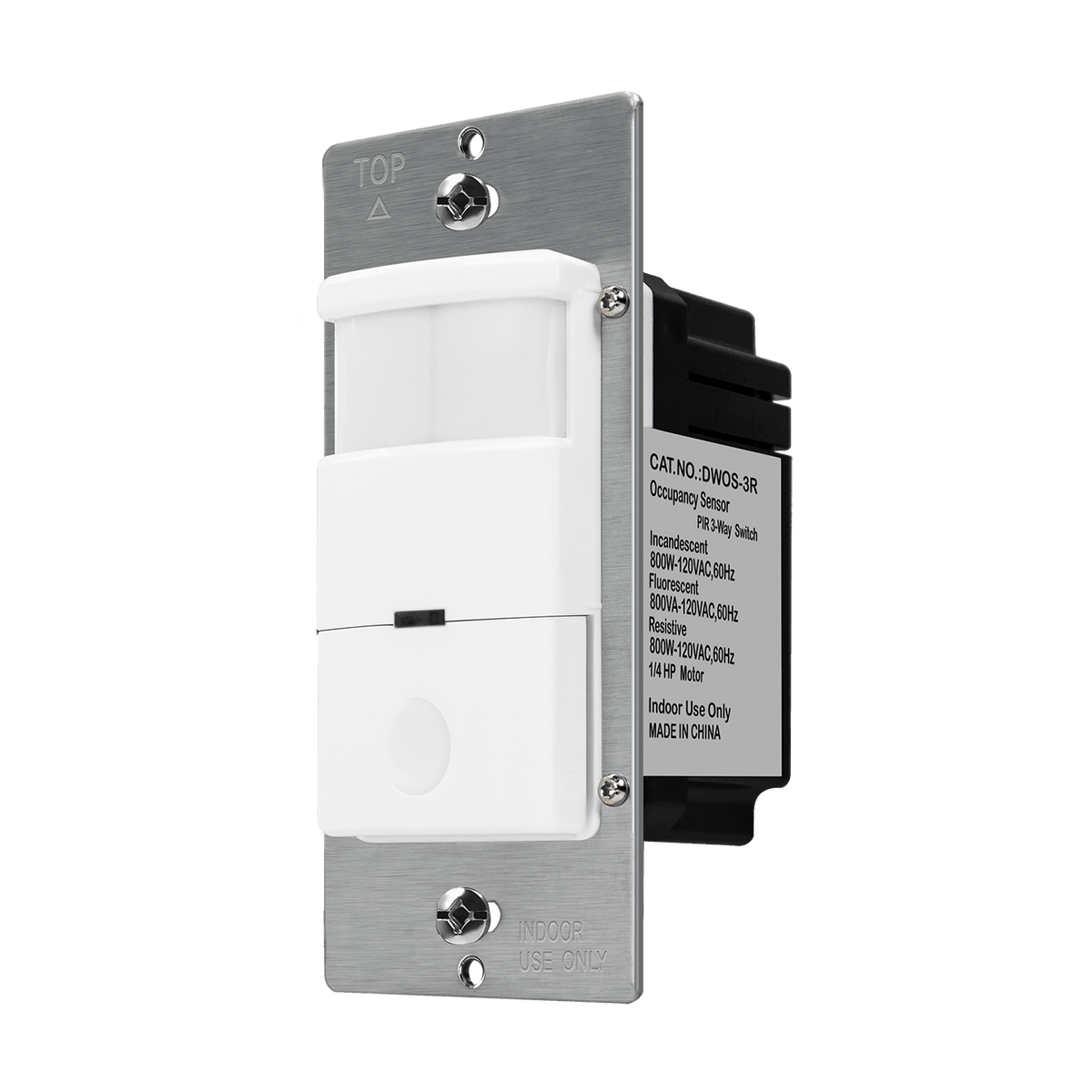 Enerlites DWOS-3R-W - 180° PIR Occupancy/Vacancy Motion Sensor Wall Switch, Neutral Wire Required, Single Pole or 3-Way - White