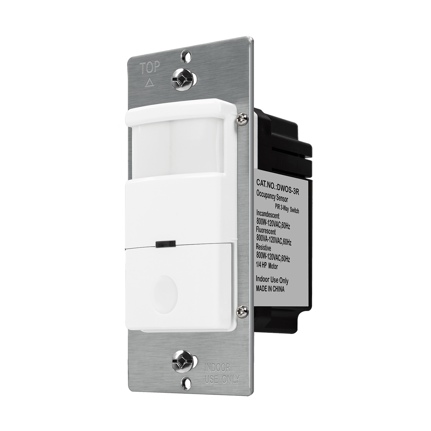 Enerlites DWOS-3R-W - 180° PIR Occupancy/Vacancy Motion Sensor Wall Switch, Neutral Wire Required, Single Pole or 3-Way - White
