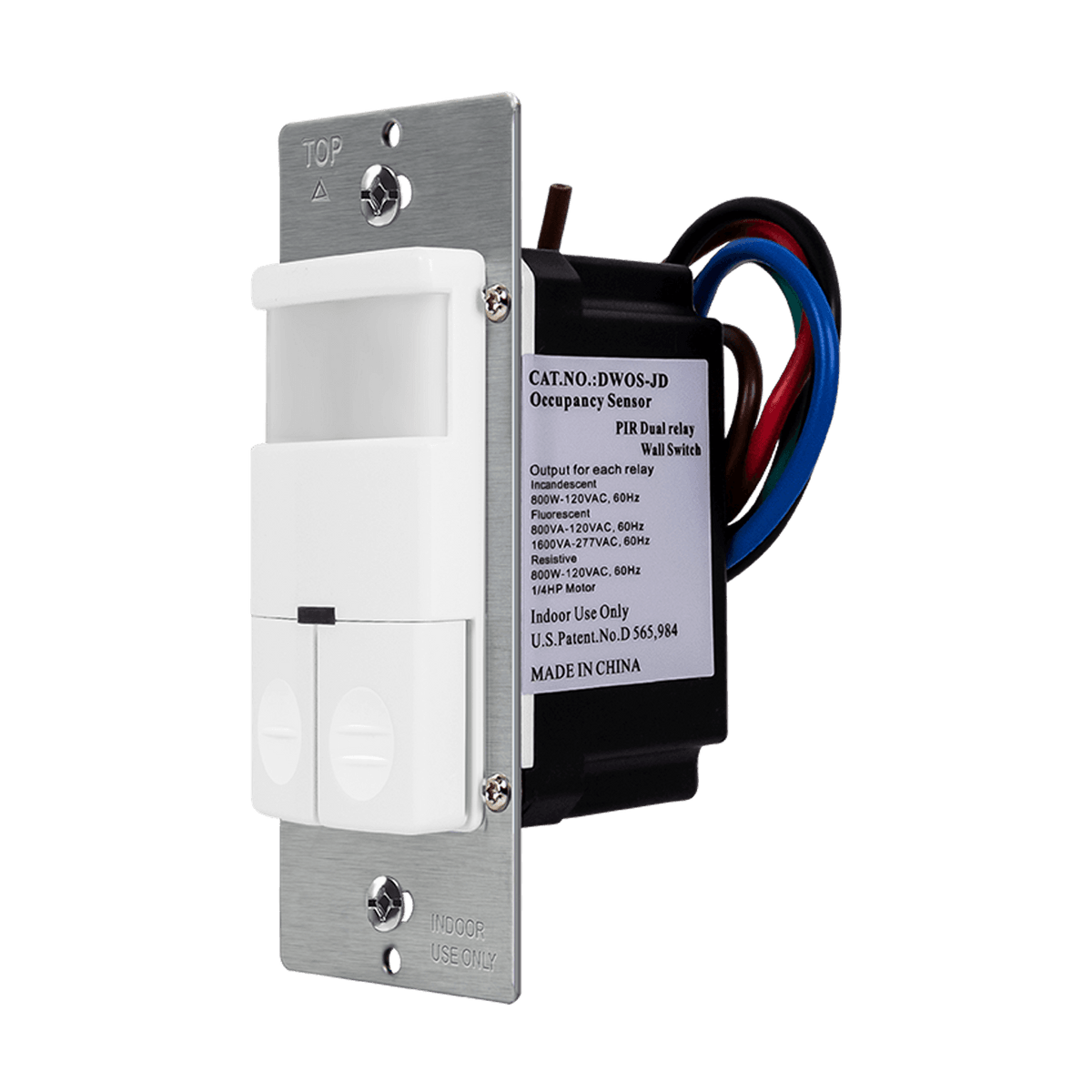 Enerlites DWOS-JD-W - 180° PIR Occupancy/Vacancy Motion Sensor Wall Switch with Dual Relay, Secured Ground Wire Required, Single Pole - White