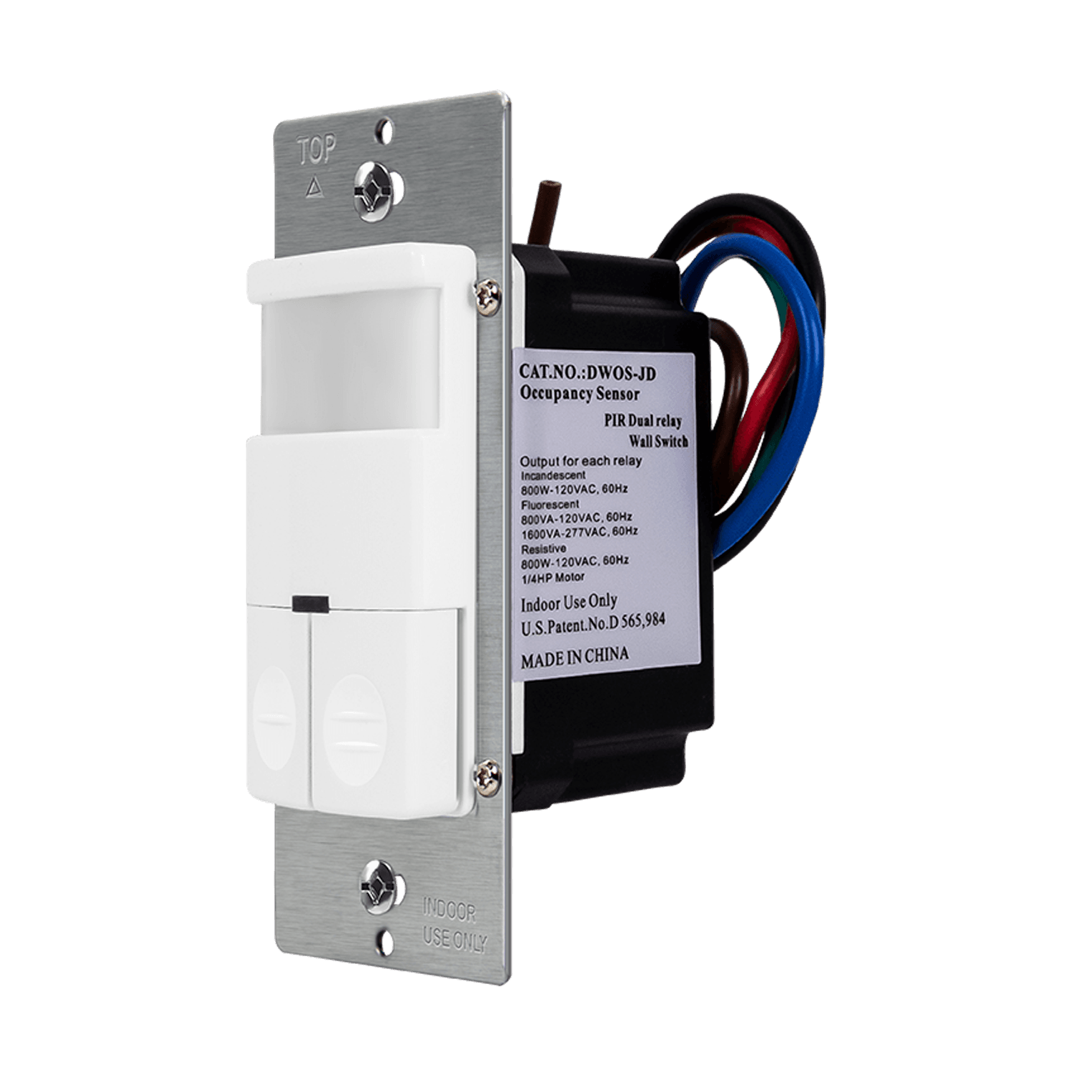Enerlites DWOS-JD-W - 180° PIR Occupancy/Vacancy Motion Sensor Wall Switch with Dual Relay, Secured Ground Wire Required, Single Pole - White