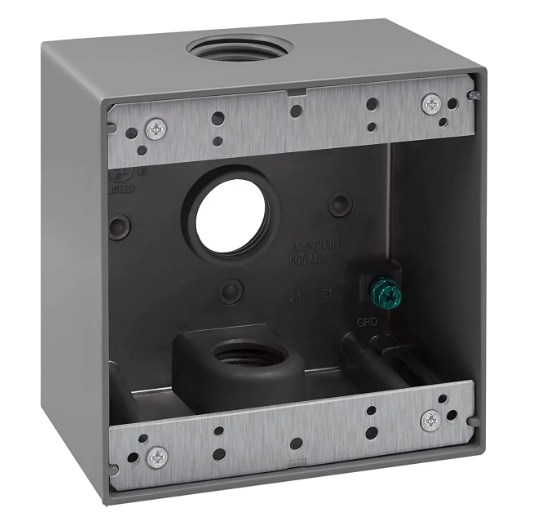 Enerlites EN2375 - 3/4 in. 2-Gang 3-Hole Weatherproof Box