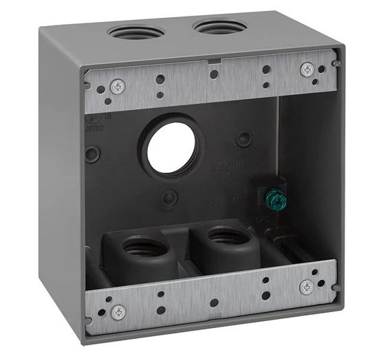 Enerlites EN2575 - 3/4 in. 2-Gang 5-Hole Weatherproof Box
