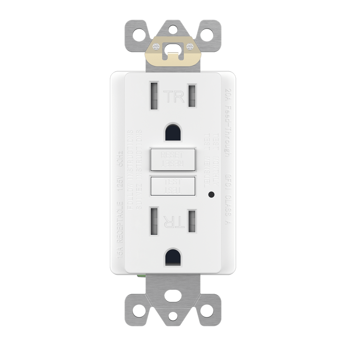 Enerlites GFTRG15-W - 15A GFCI Tamper-Resistant Outlet, Self Testing, Self Grounding with LED Indicator Light - White