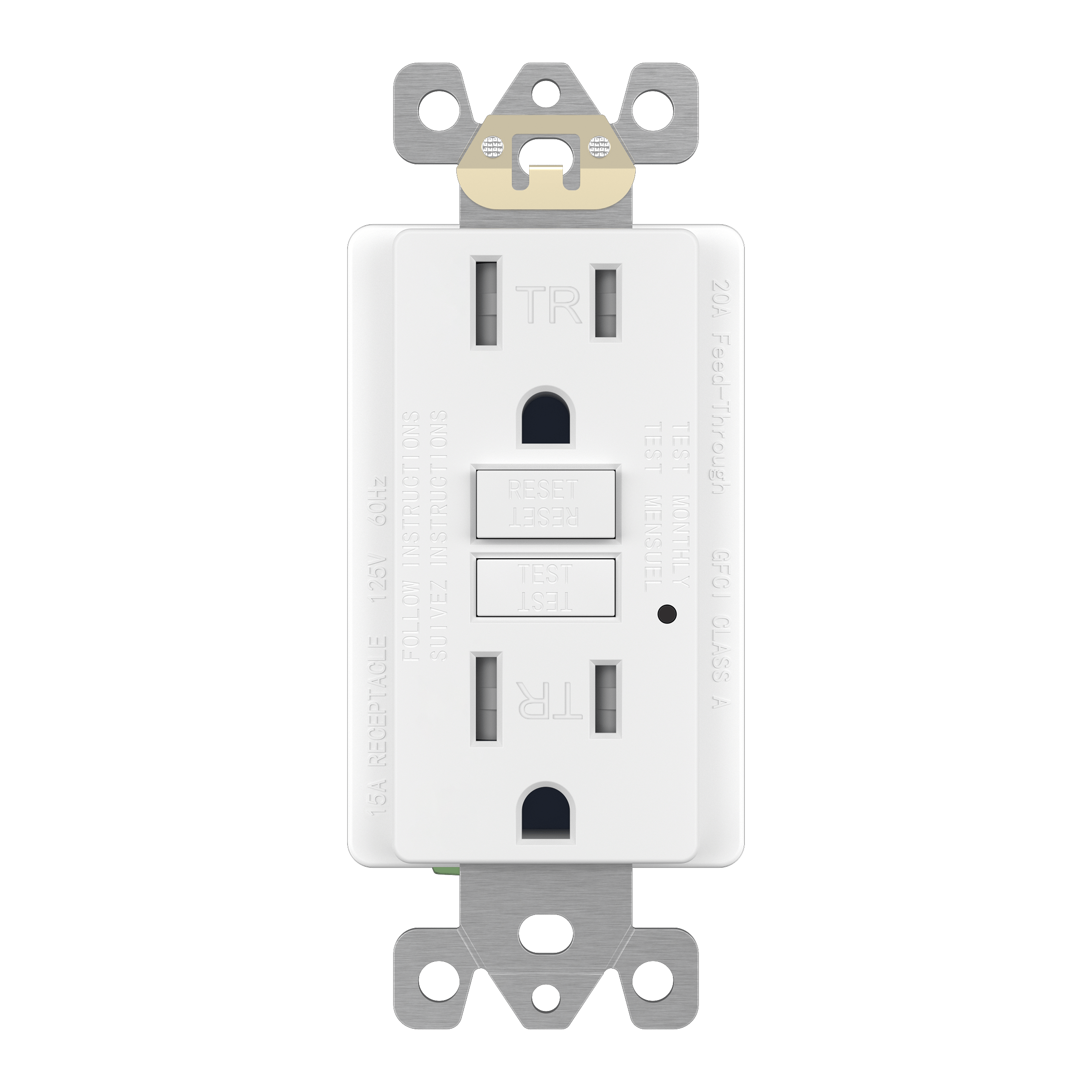 Enerlites GFTRG15-W - 15A GFCI Tamper-Resistant Outlet, Self Testing, Self Grounding with LED Indicator Light - White