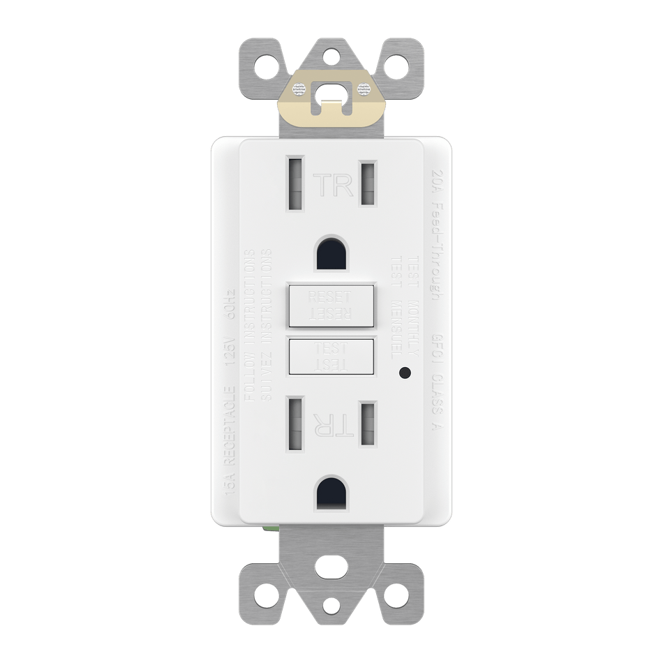 Enerlites GFTRG15-W - 15A GFCI Tamper-Resistant Outlet, Self Testing, Self Grounding with LED Indicator Light - White