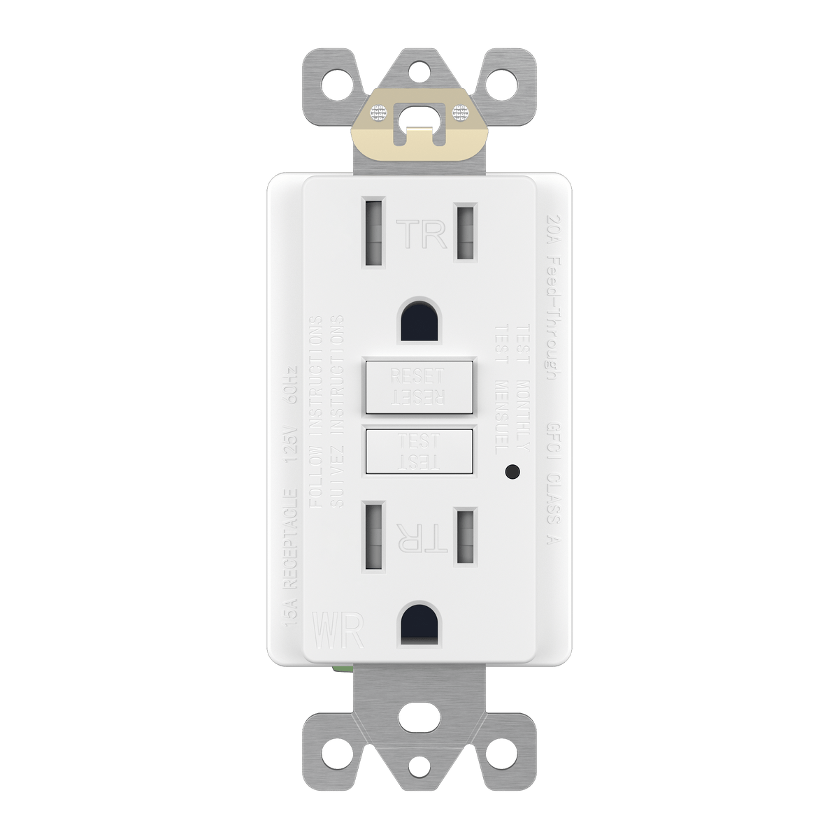 Enerlites GFTWRG15-W - 15A GFCI Tamper Weather-Resistant Outlet, Self Testing, Self Grounding with LED Indicator Light - White