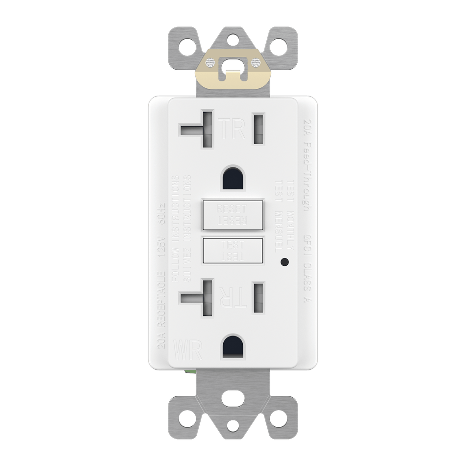 Enerlites GFTWRG20-W - 20A GFCI Tamper Weather-Resistant Outlet, Self Testing, Self Grounding with LED Indicator Light - White