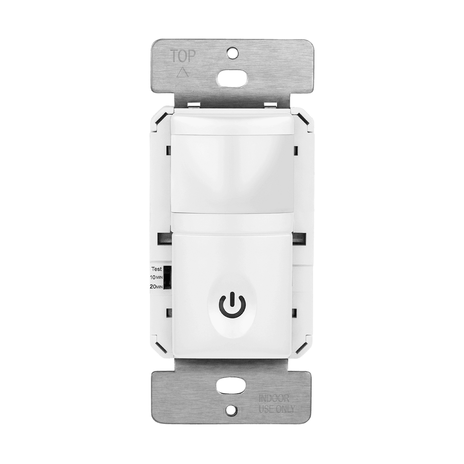 Enerlites HMVS-J-BK - 180° PIR Vacancy Motion Sensor Wall Switch, Secured Ground Wire Required, Single Pole - Black