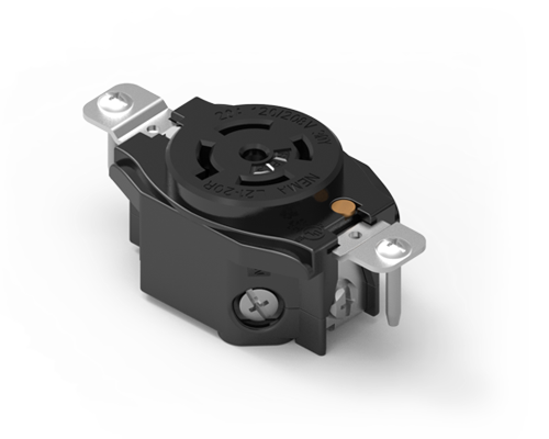 Enerlites 66602-BK - Industrial Grade Locking Receptacle, 20A, L21-20R - Black