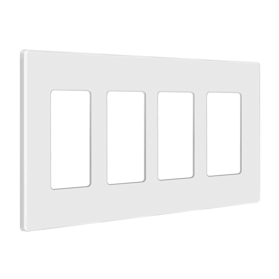 Enerlites SI8834-W – Screwless Decorator / GFCI Wall Plate – 4 Gang White