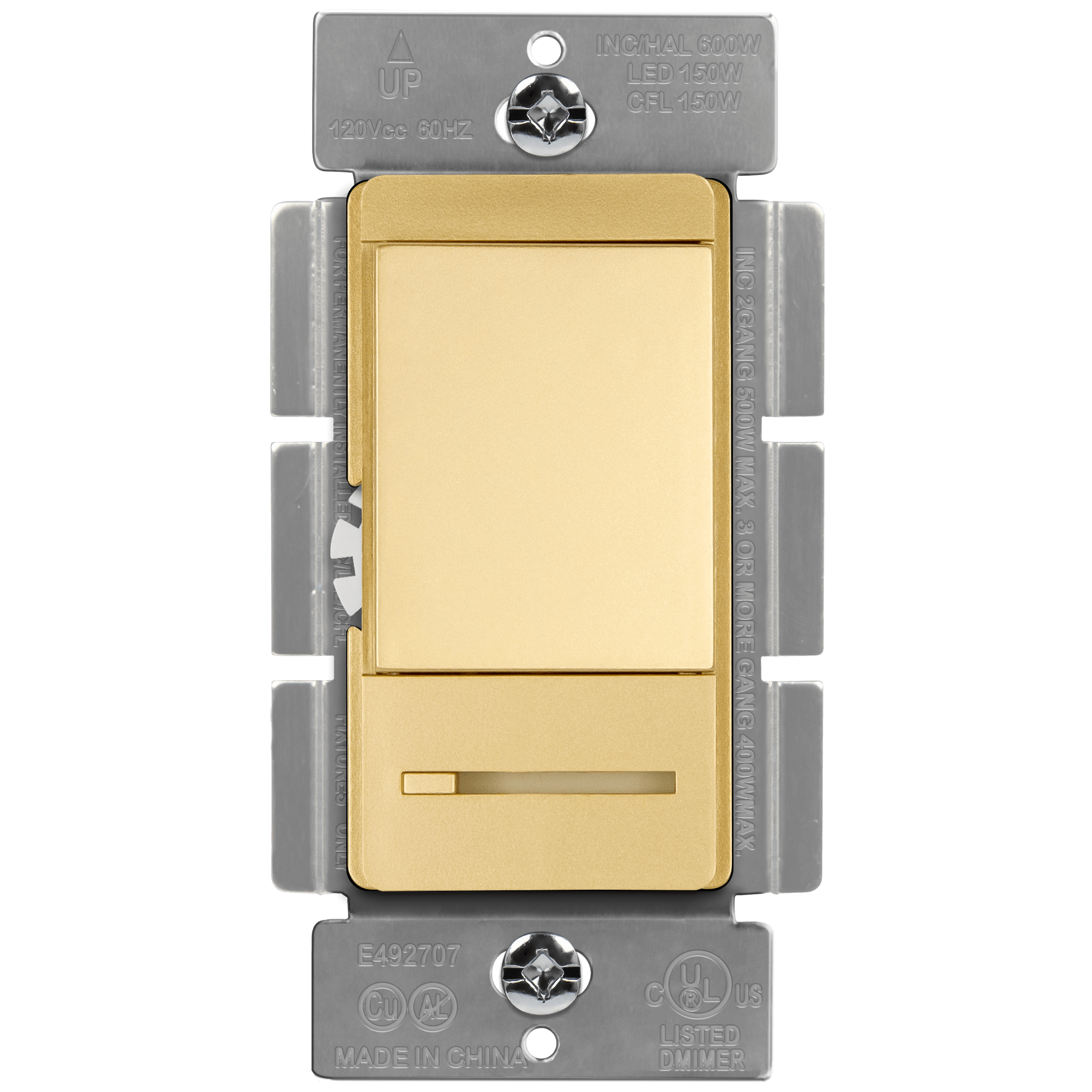 Enerlites 55300-GD - LED, CFL, Incandescent, Halogen Dimmer Switch - Gold