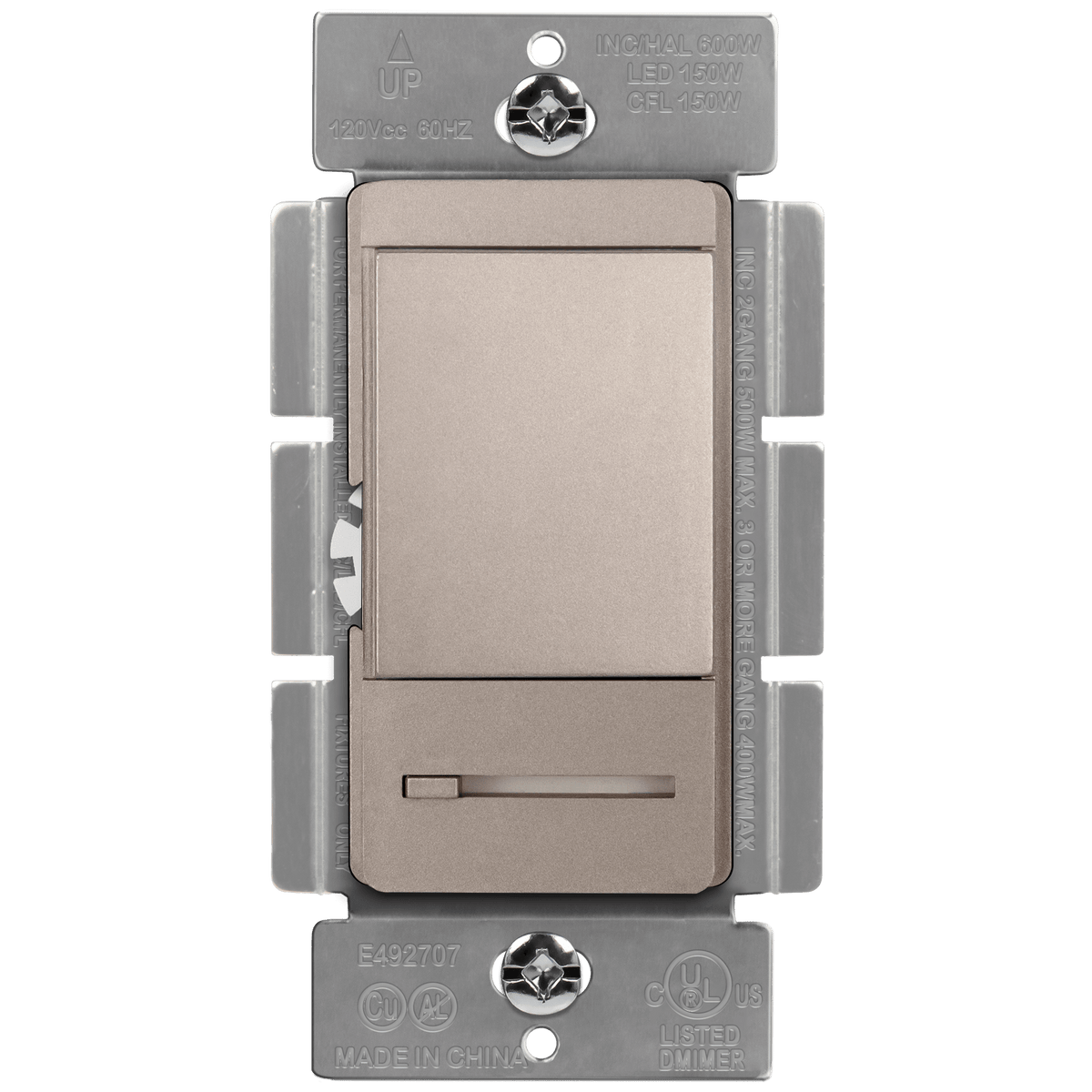 Enerlites 55300-NK - LED, CFL, Incandescent, Halogen Dimmer Switch - Nickel