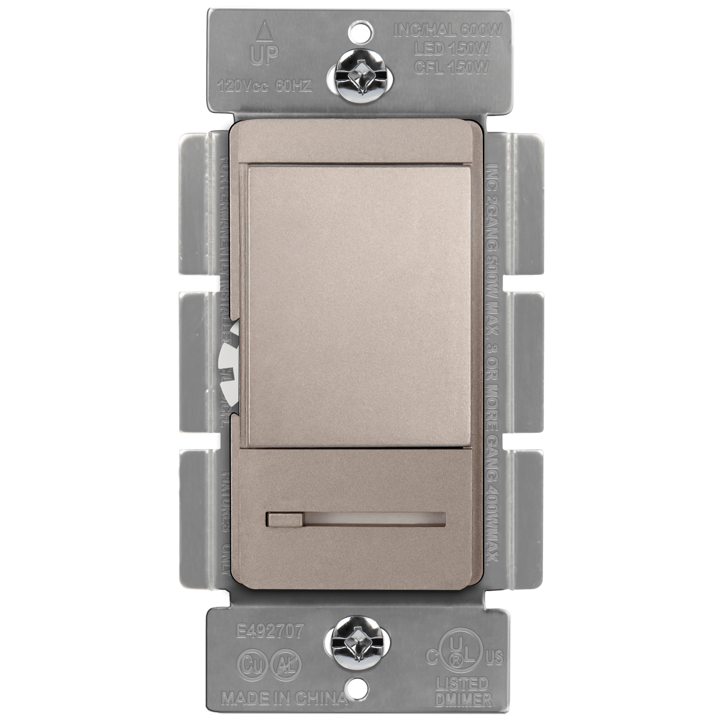 Enerlites 55300-NK - LED, CFL, Incandescent, Halogen Dimmer Switch - Nickel