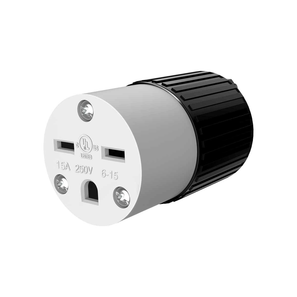 Enerlites 66221-BK - Straight Blade Cord Connector, 15A, 6-15C - Black