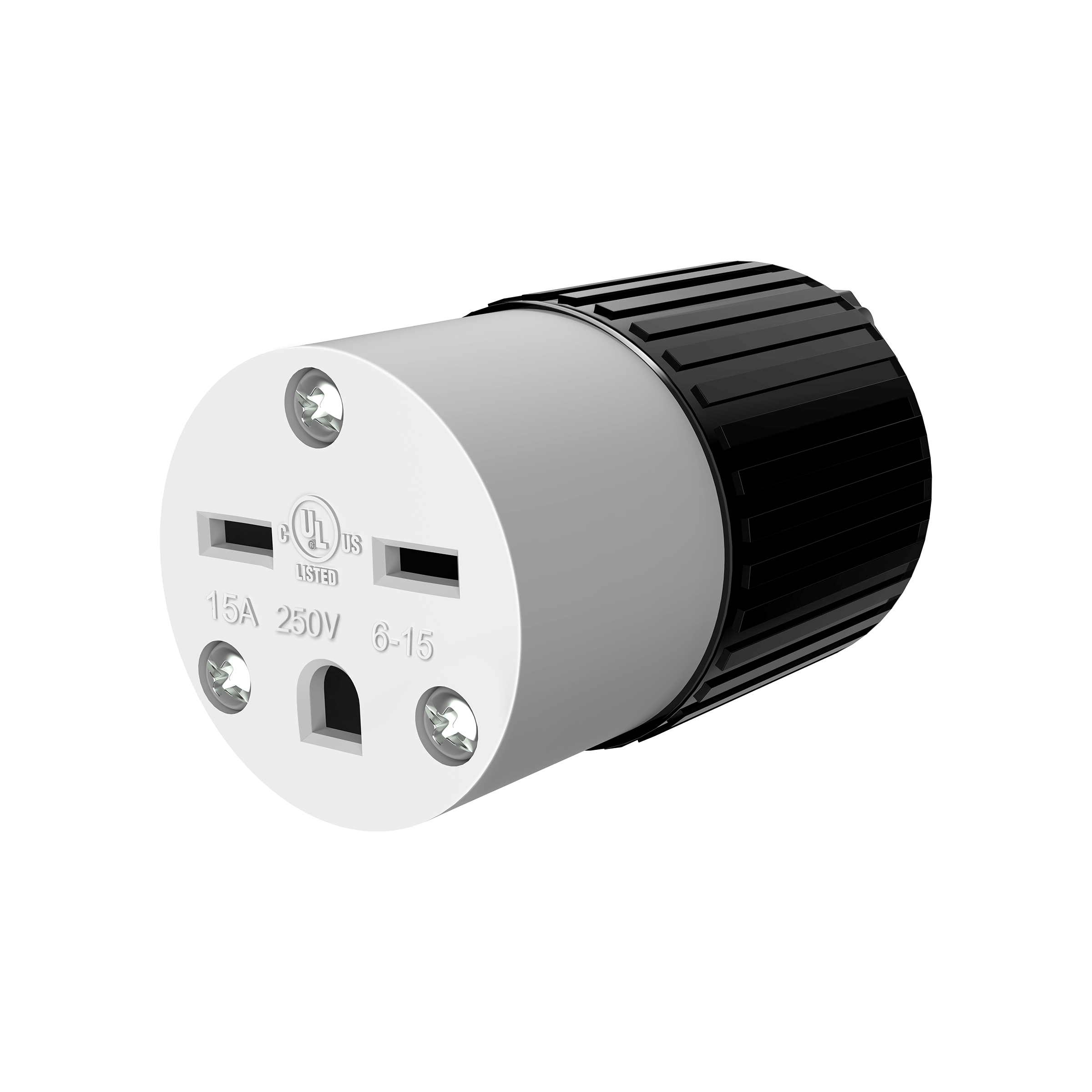 Enerlites 66221-BK - Straight Blade Cord Connector, 15A, 6-15C - Black